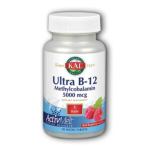 Kal, Ultra B-12 Metilcobalamina, Framboesa Vermelha - 5,000 mcg - 90 Pastilhas