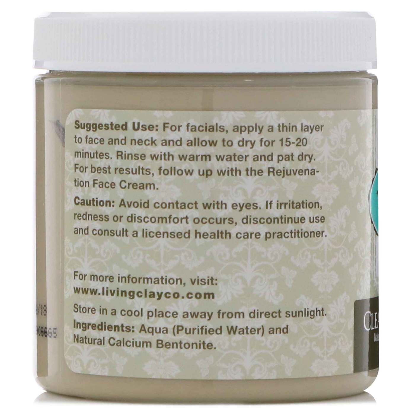 Living Clay Cleansing Clay Mask, Cream, Fragrance Free (Jar) 8oz - 8oz - Imagem 3