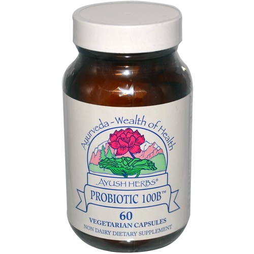 Ayush Herbs, Probiótico 100B - 60 Cápsulas
