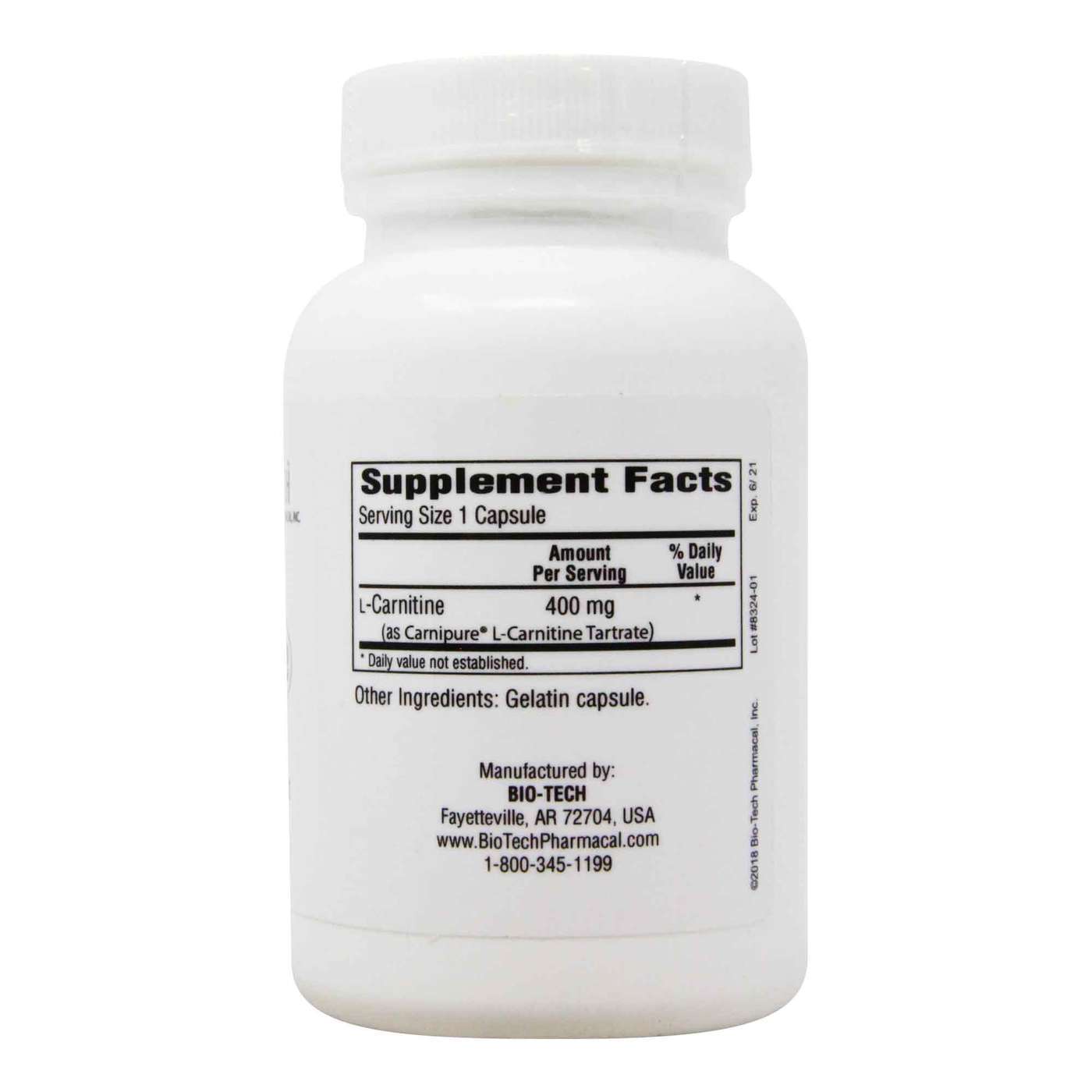 BioTech Pharmacal, Carnitina - 100 Cápsulas - Imagem 2