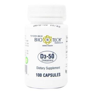 BioTech Pharmacal, Vitamina D3-50 - 50,000 IU - 100 Cápsulas
