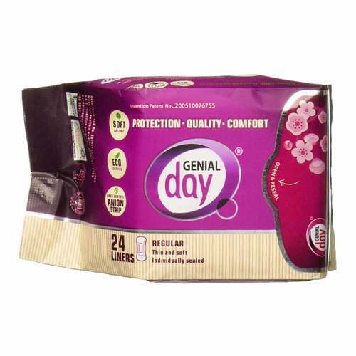 Genial Day, Absorvente Feminino Forros com Tiras de Anion - 24 Unidades