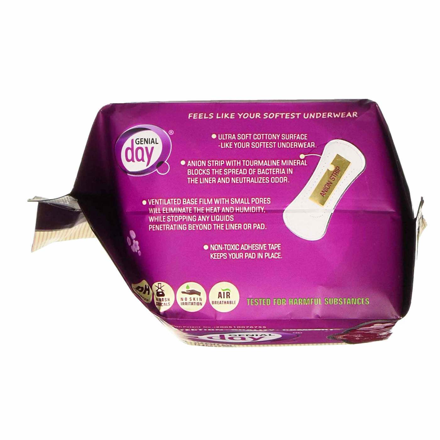 Genial Day, Absorvente Feminino Forros com Tiras de Anion - 24 Unidades - Imagem 3