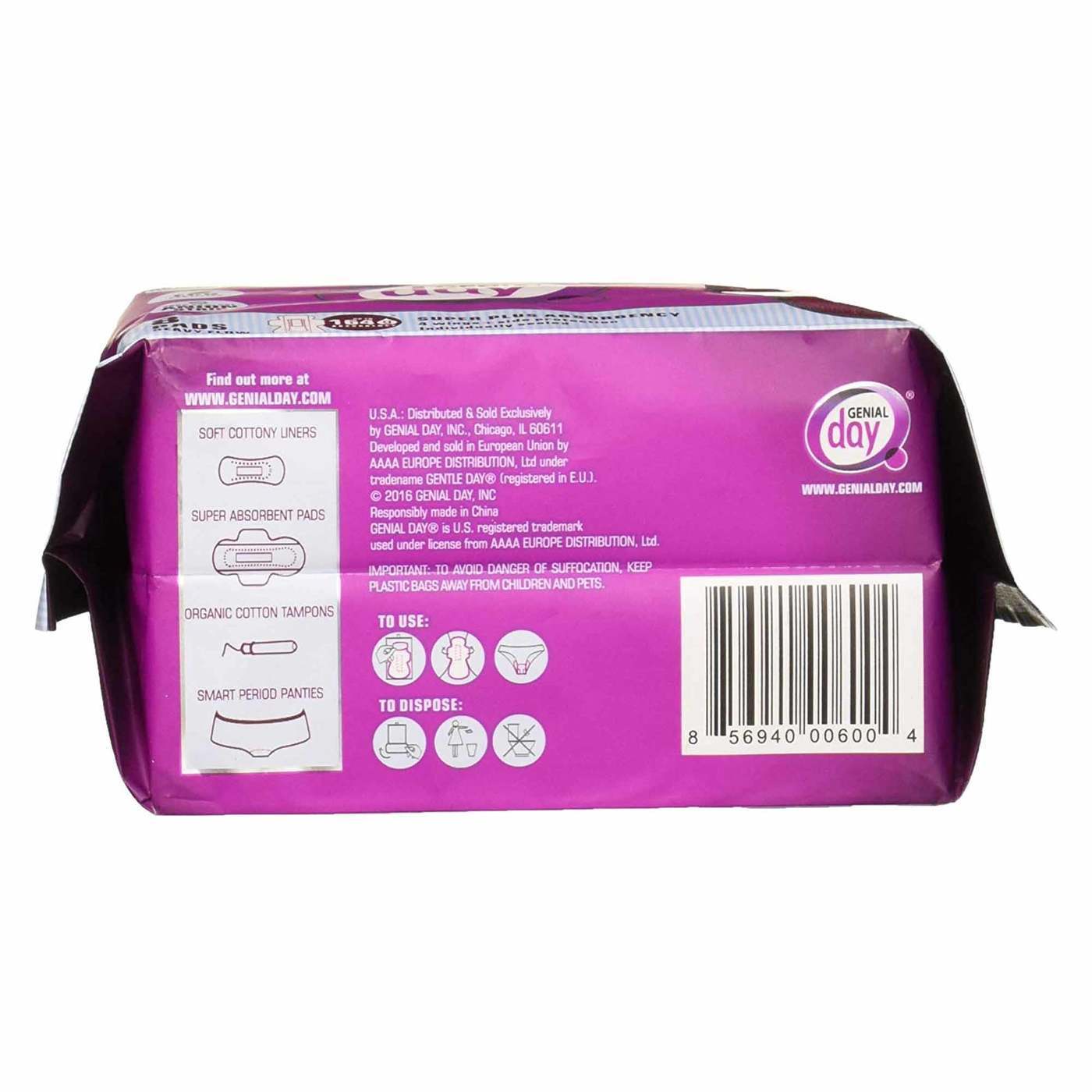 Genial Day Super Absorbency Heavy Flow Pads 8 Pads - Imagem 4