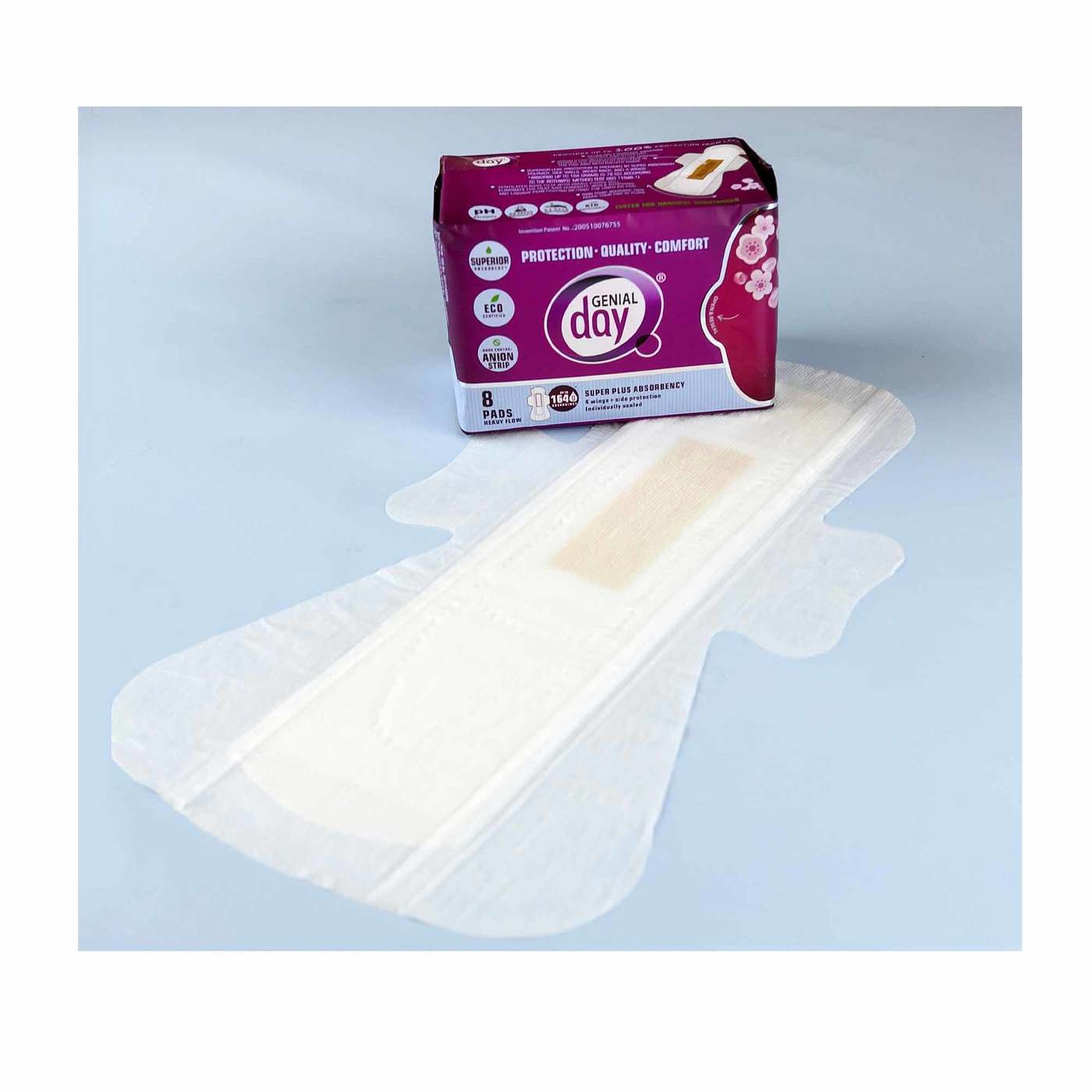 Genial Day Super Absorbency Heavy Flow Pads 8 Pads - Imagem 5