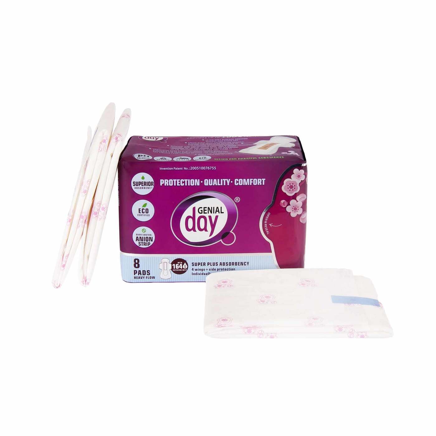 Genial Day Super Absorbency Heavy Flow Pads 8 Pads - Imagem 6