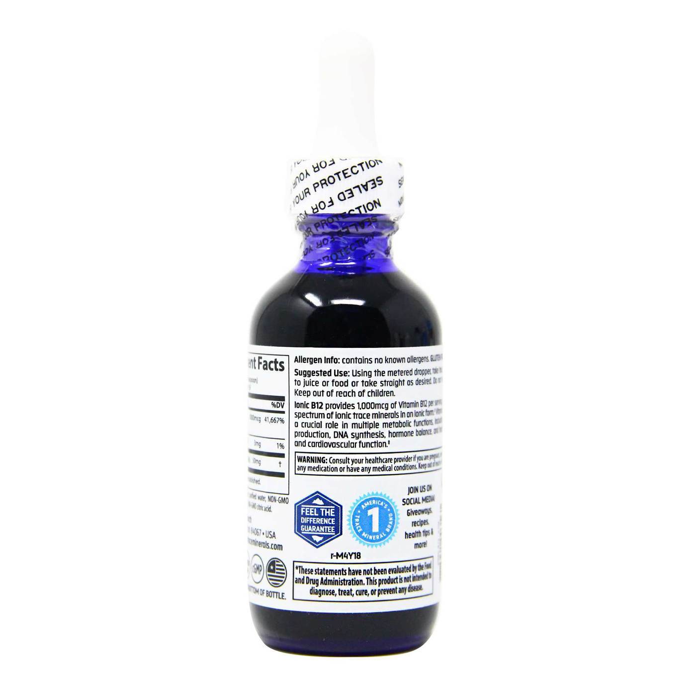 Trace Minerals Research Liquid Ionic B12, Uva - 1,000 mcg - 2 fl oz - Imagem 3