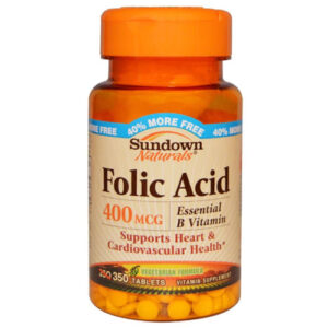 Sundown Naturals, Ácido Fólico - 400 mcg - 350 Tabletes