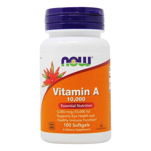 Vitamina A 10.000 UI Óleo do fígado de peixe Now Foods - 100 Cápsulas em Gel