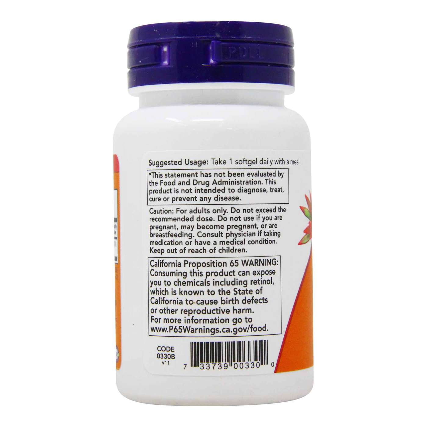 Vitamina A 10.000 UI Óleo do fígado de peixe Now Foods - 100 Cápsulas em Gel - Imagem 3
