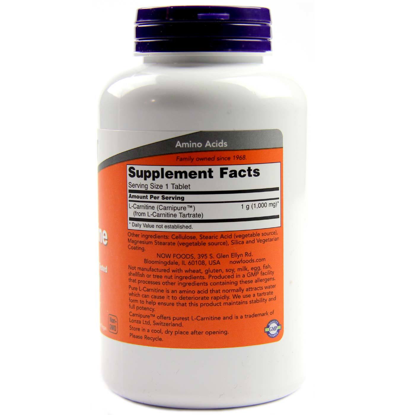 Now Foods, L-Carnitina 1000 mg - 100 Tabletes - Imagem 2