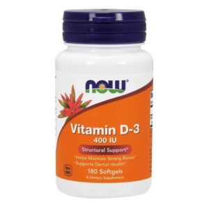 Vitamina D-3 400 IU Now Foods 180 Cápsulas em Gel
