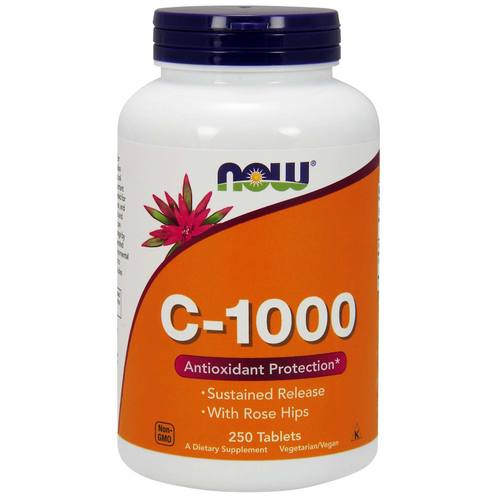 Vitamina C-1000 Proteção Antioxidante Now Foods 250 Tabletes