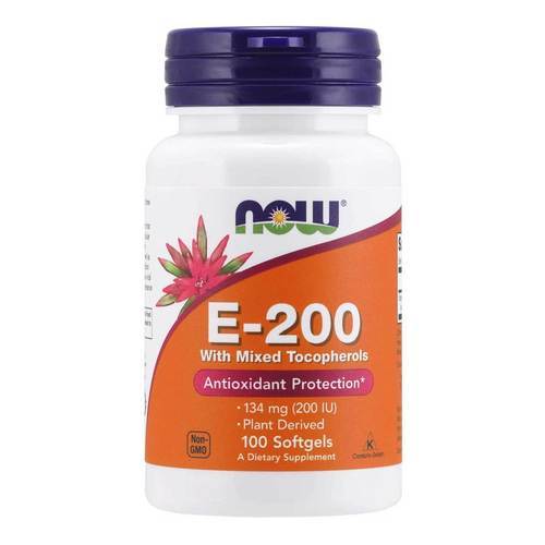 Now Foods, Vitamina E Misturado com Tocoferóis - 200 UI - 100 Cápsulas em Gel