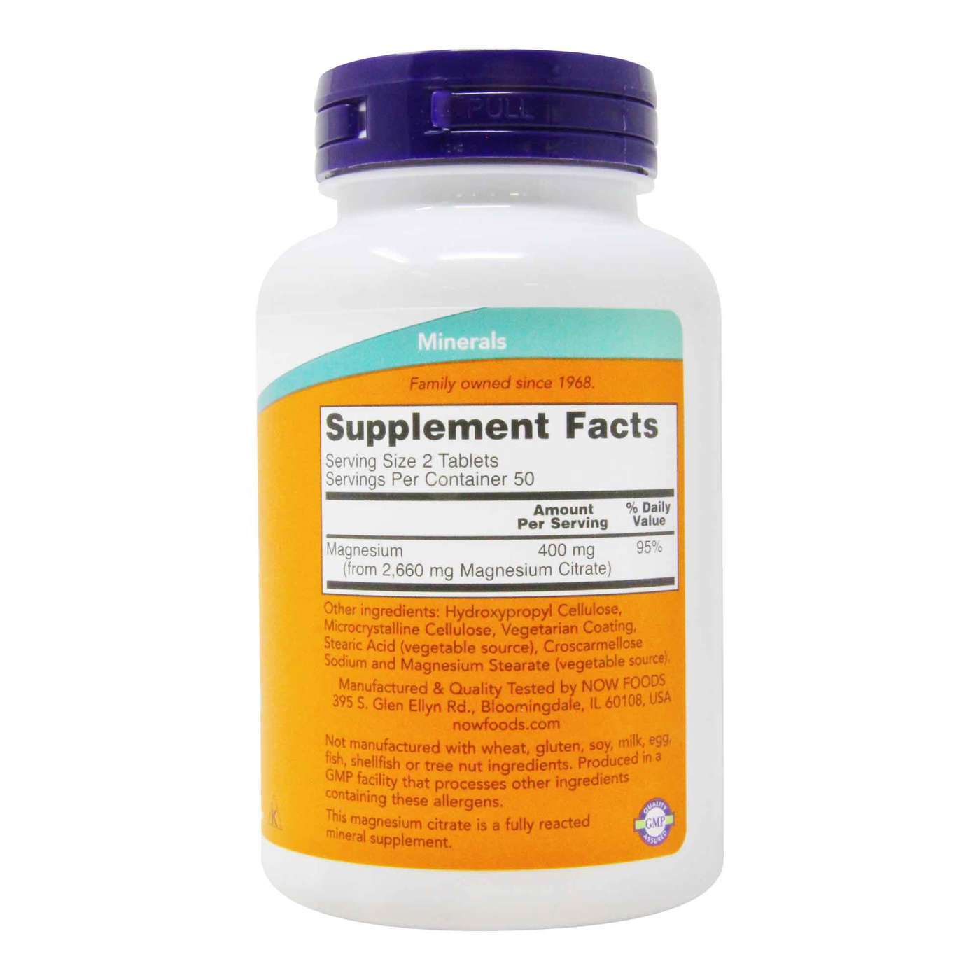 Now Foods, Citrato de Magnésio - 200 mg 100 Tabletes - Imagem 2