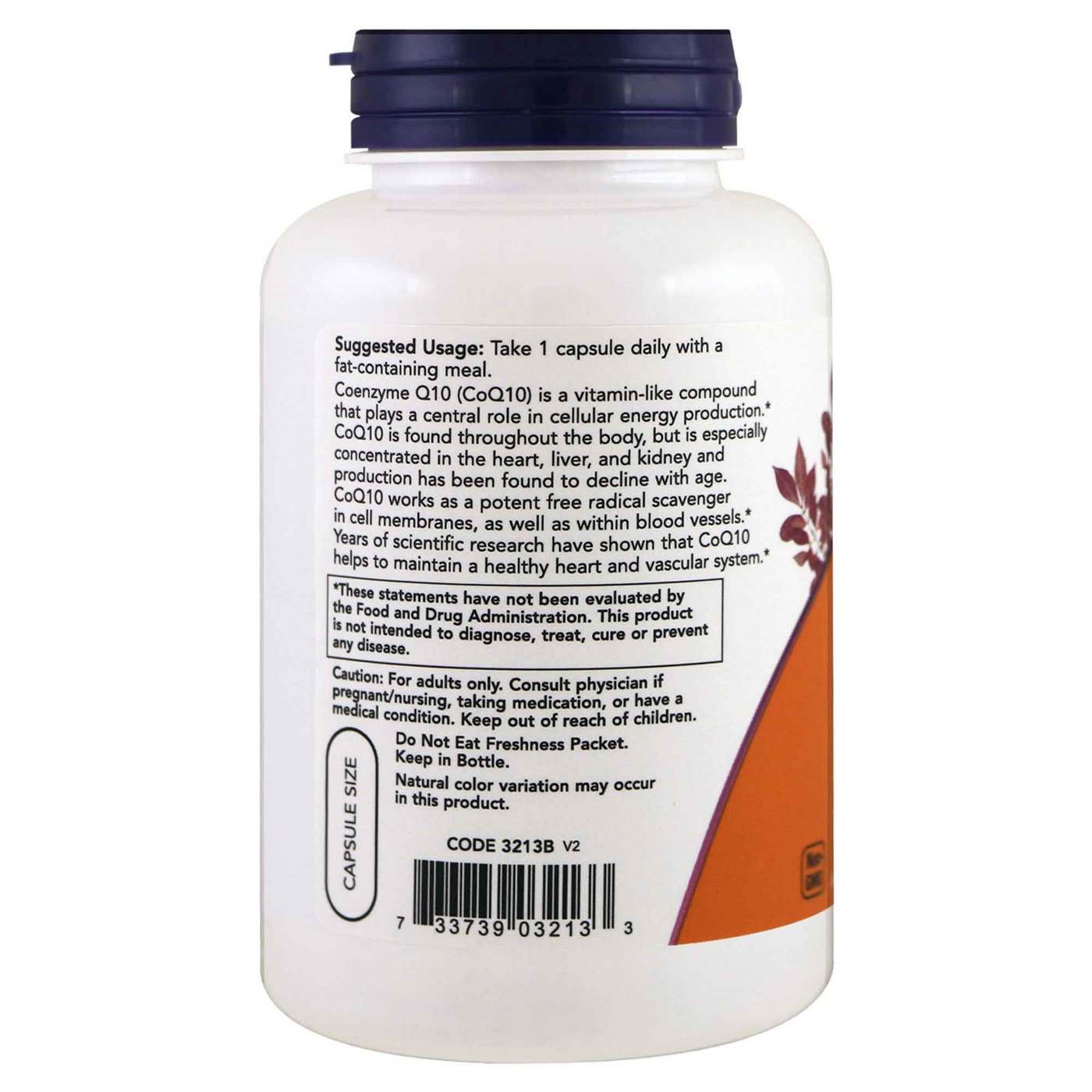 CoQ10 100 mg com Baga de Espinheiro Now Foods 180 Cápsulas Vegetarianas - Imagem 3