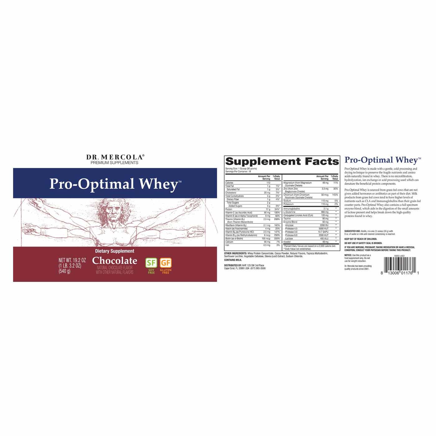 Dr. Mercola Pro-Optimal Whey™ Protein Mix 540 g - Imagem 2