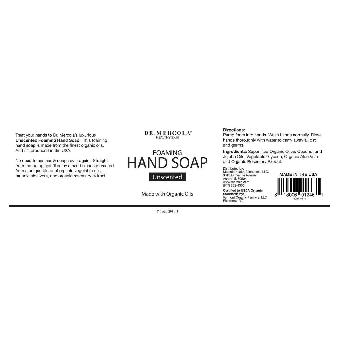 Dr Mercola Foaming Hand Soap Unscented 207 ml - Imagem 3