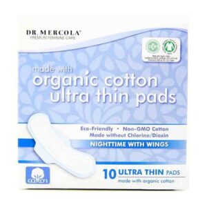 Dr. Mercola Ultra Thin Pads with Organic Cotton - Nighttime with Wings 10 pads