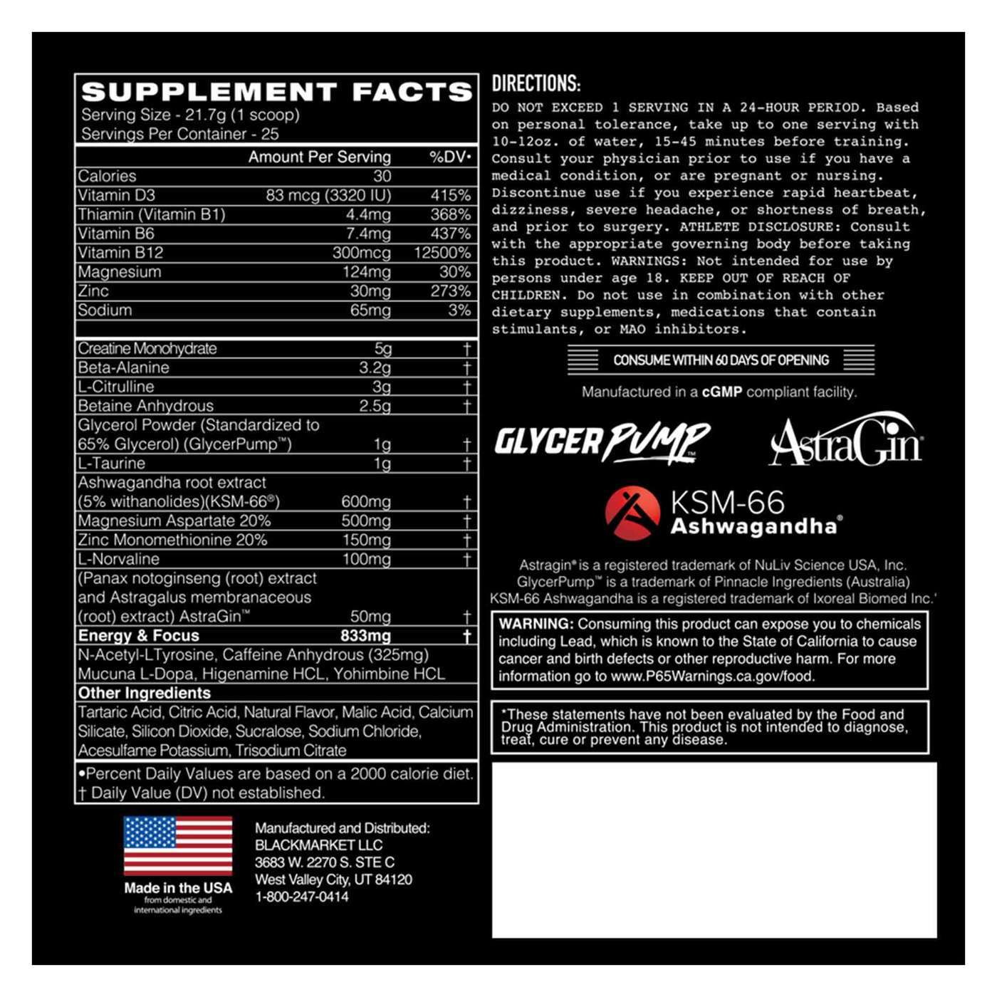 Blackmarket Pre Workout a granel - Fruit Punch - 25 porções - Imagem 2