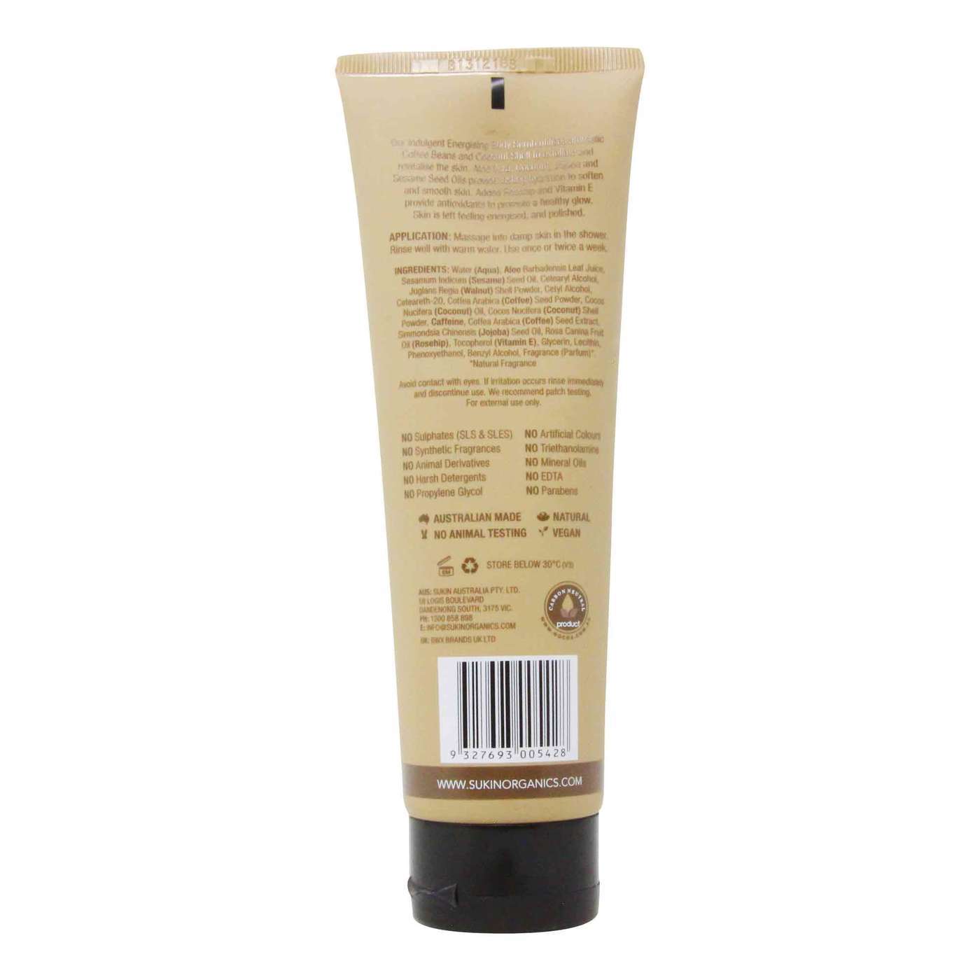 Sukin Energising Body Scrub Coffee Coconut - 6.76 fl oz (200ml) - Imagem 2
