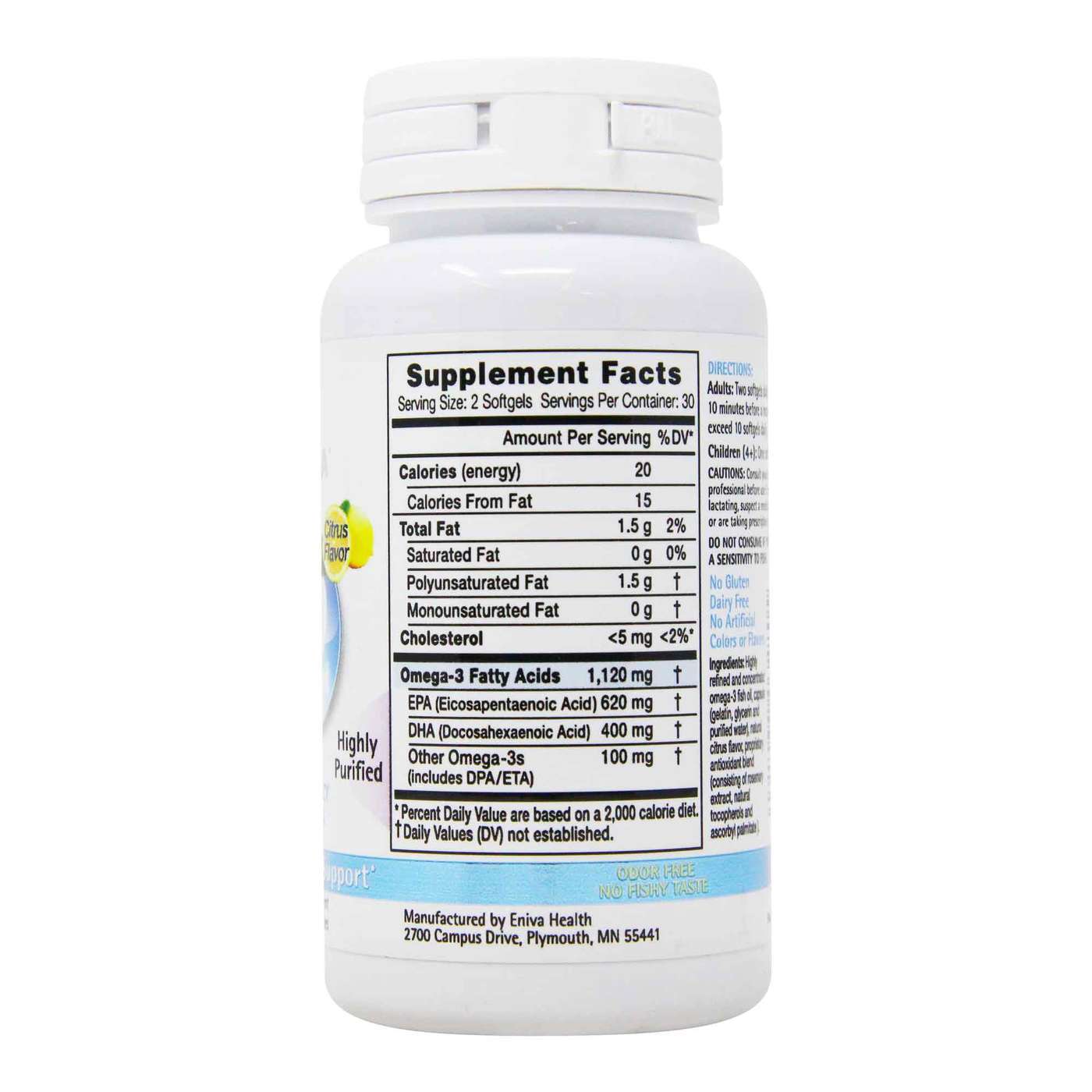 Eniva Omega 3 EPA DHA Efacor Natural Omega 3s Citrus - 60 Softgel Capsules - Imagem 2