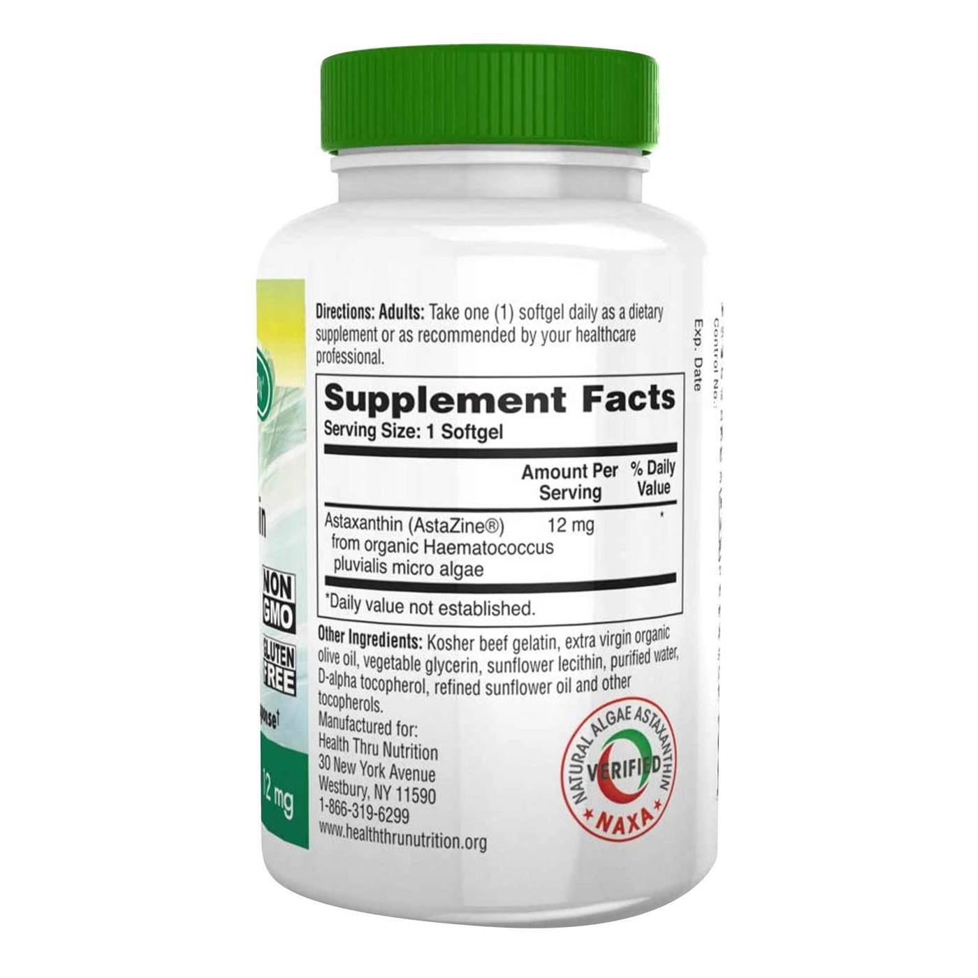 Health Thru Nutrition Astaxanthin 12mg - 30 Softgels - Imagem 2