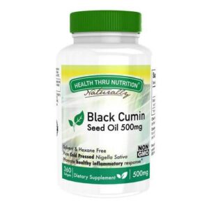 Health Thru Nutrition, Óleo de Semente Cominho Preto 500mg - 360 Cápsulas em Gel