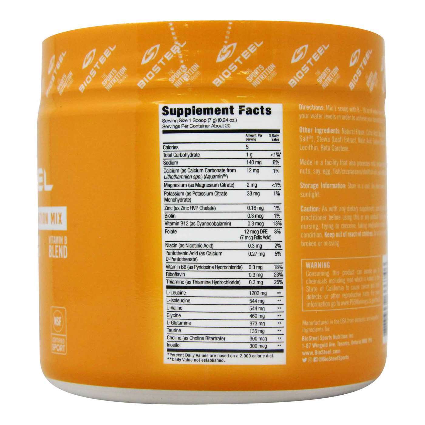 BioSteel Hydration Mix Peach Mango 140 g - Imagem 2