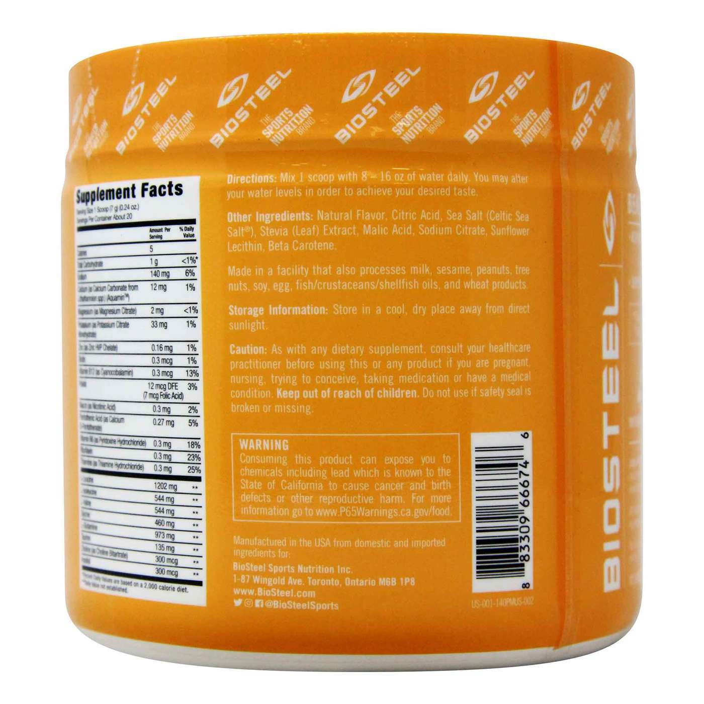 BioSteel Hydration Mix Peach Mango 140 g - Imagem 4