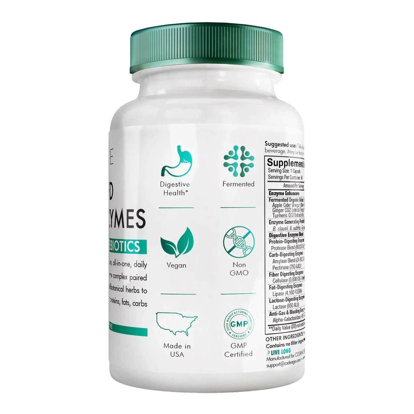 CodeAge Fermented Digestive Enzymes - 90 Capsules - Imagem 3