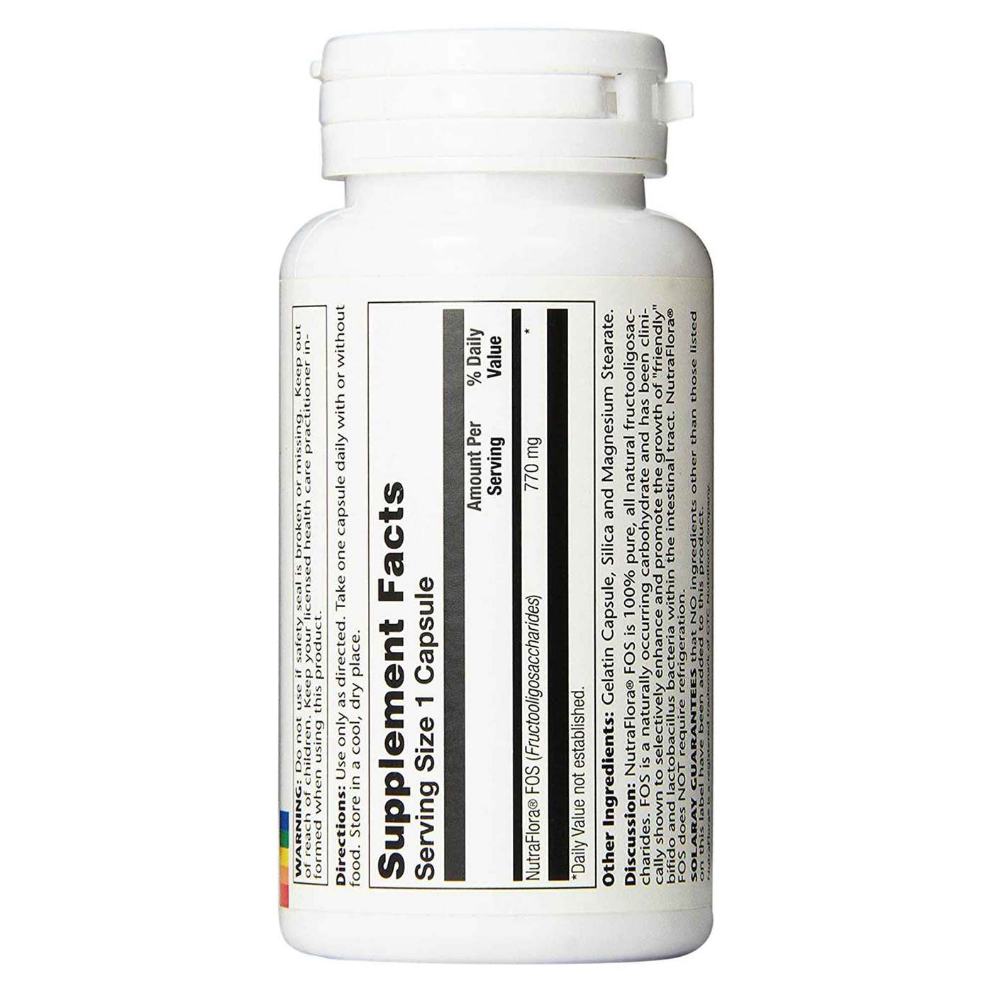 Solaray NutraFlora FOS 770 mg 60 Cápsulas - Imagem 3