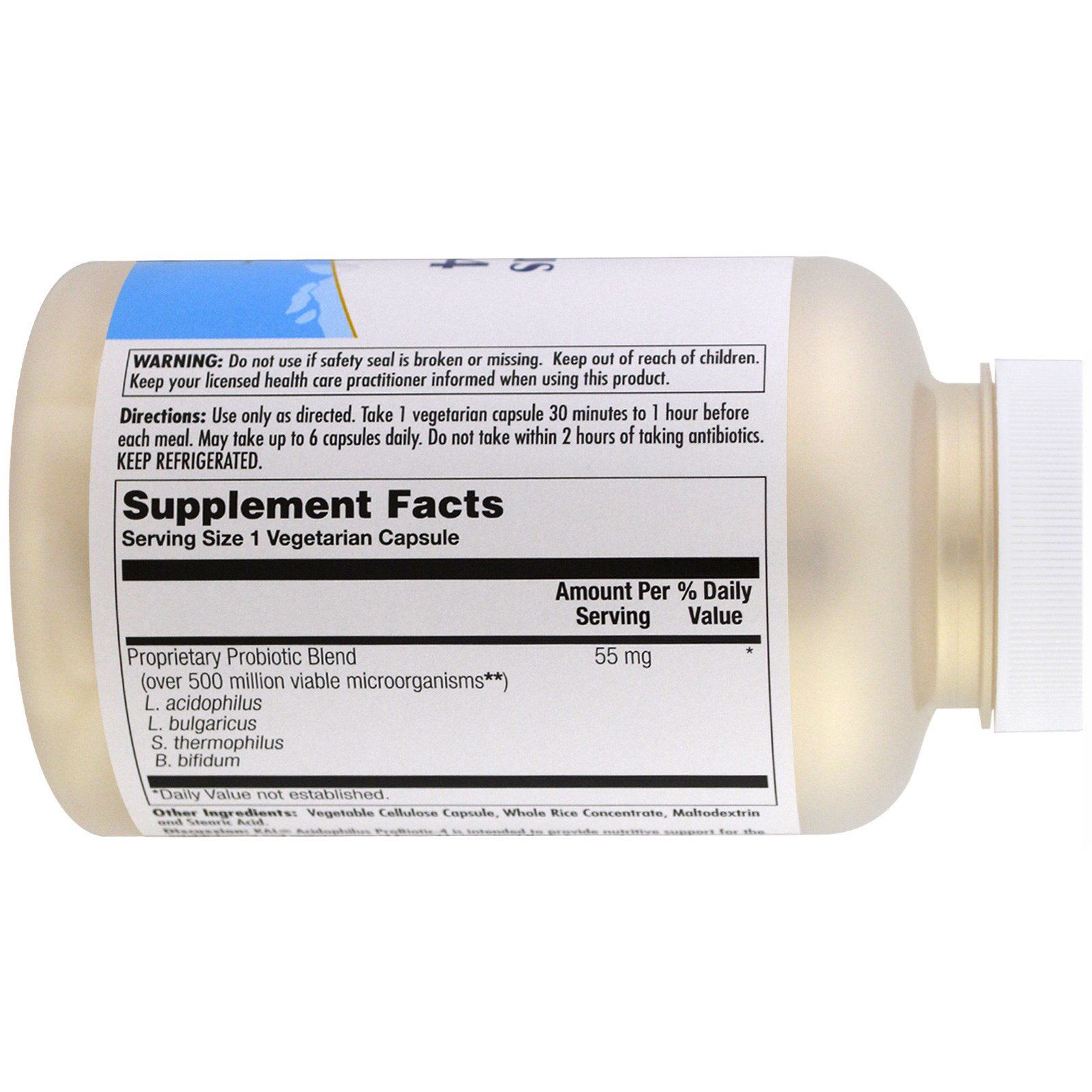 KAL, Suplemento Probiótico Acidophilus 4, 250 cápsulas vegetais