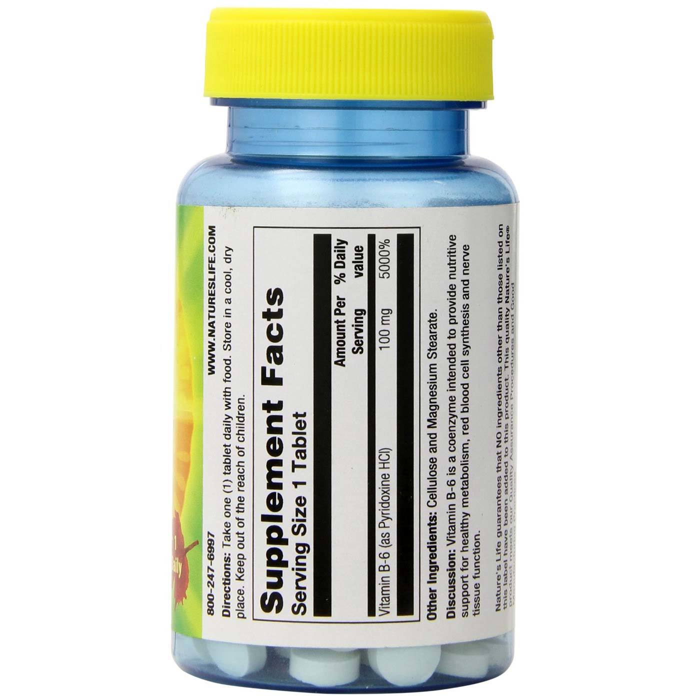 Nature's Life, B-6 100 mg - 50 Tabletes - Imagem 2
