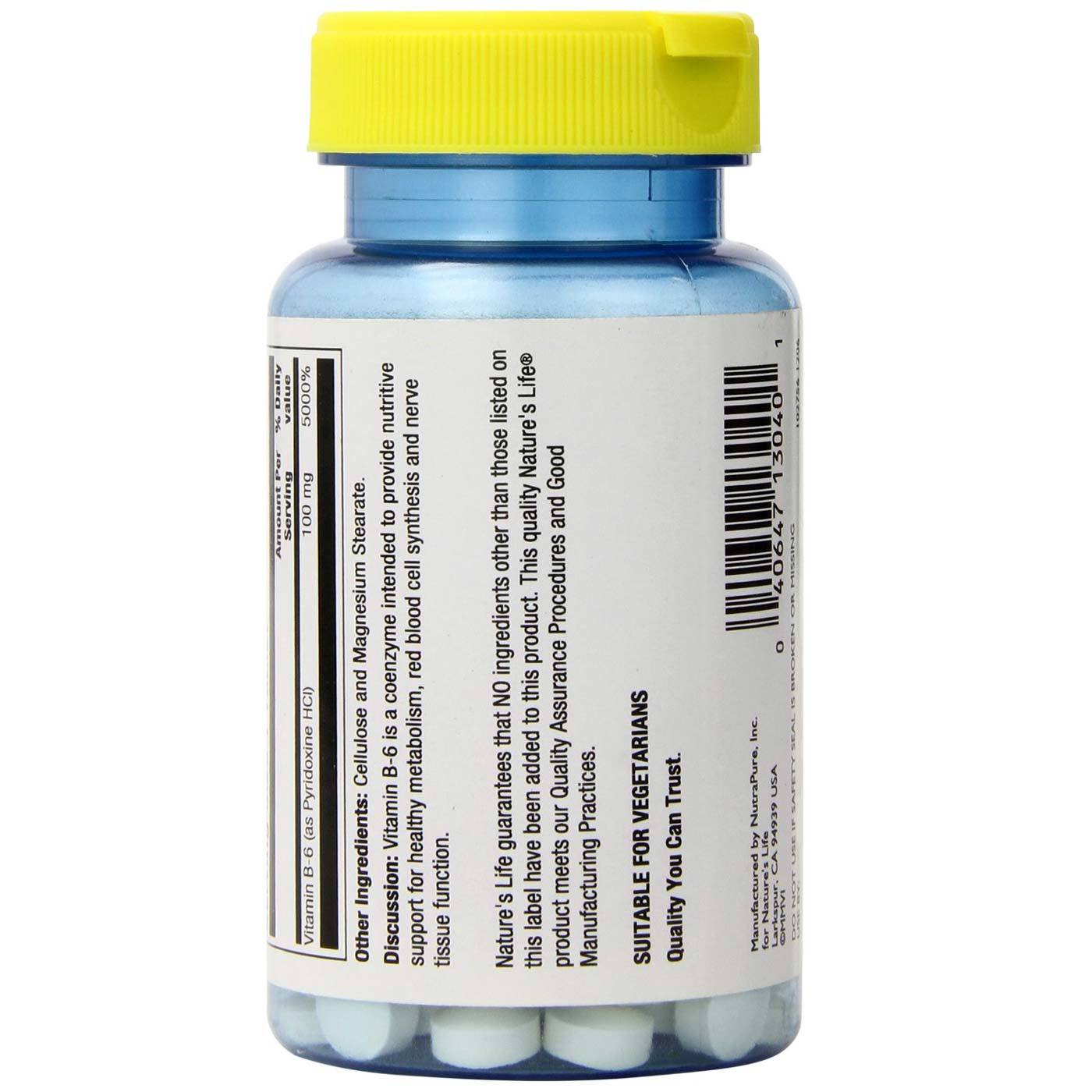 Nature's Life, B-6 100 mg - 50 Tabletes - Imagem 3