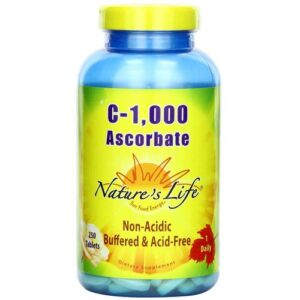 Nature's Life C-1, 000 Ascorbato 250 Tabletes