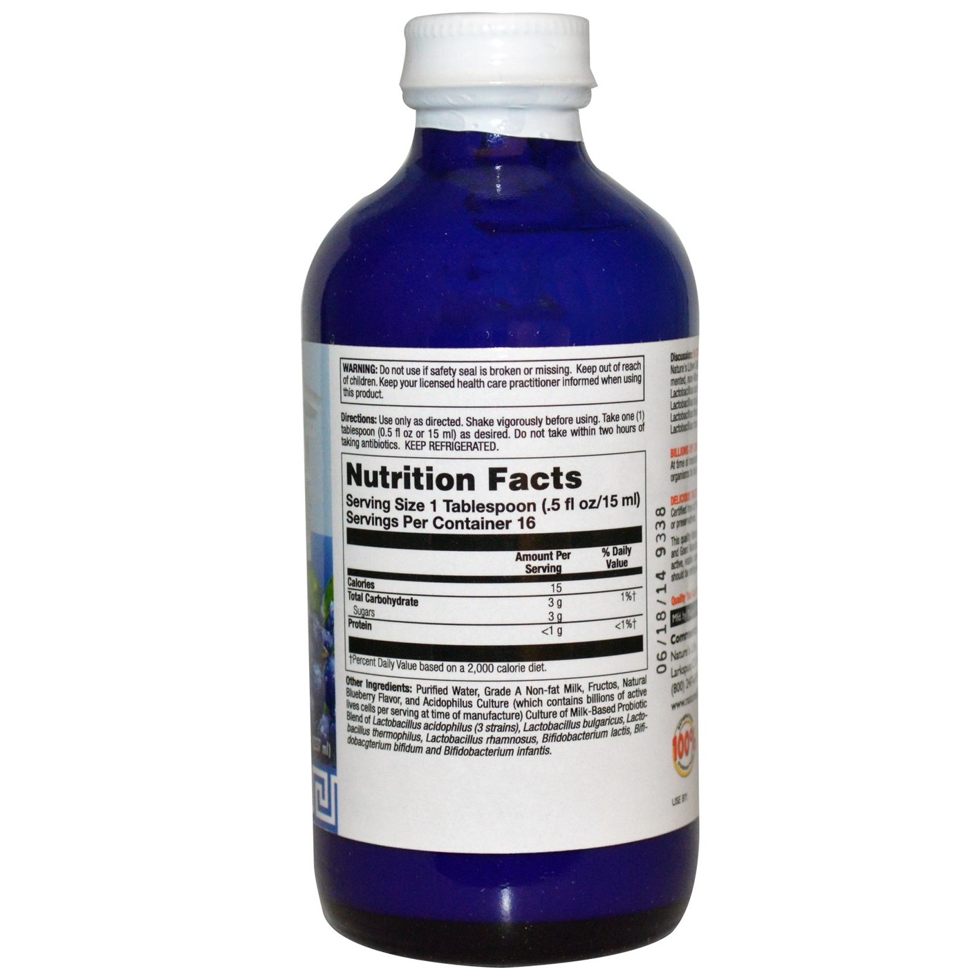 Nature's Life Estilo grego acidophilus Blueberry 8 fl oz - Imagem 2
