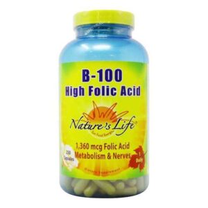 Nature's Life, B-100 Ácido Fólico - 250 Cápsulas