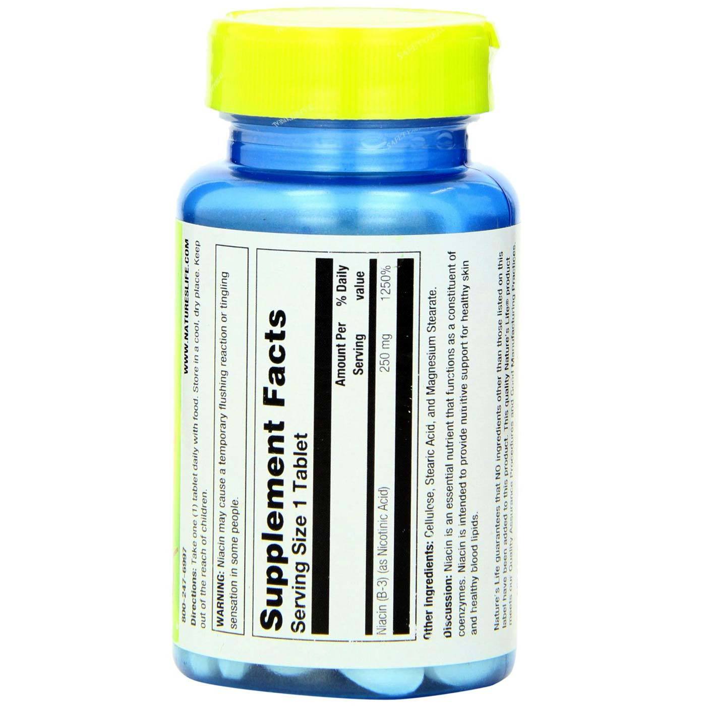Nature's Life Niacina 250 mg 100 Tabletes - Imagem 2