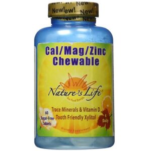 Nature's Life Cal Mag Zinco mastigáveis Citrus 60 mastigáveis Wafers