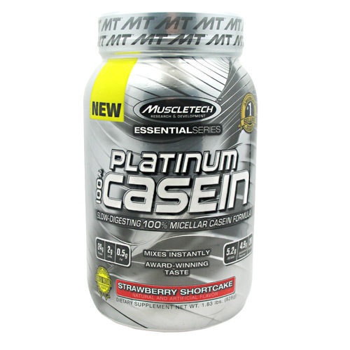MuscleTech Platinum 100% Casein, biscoito de morango - 1.83 lbs