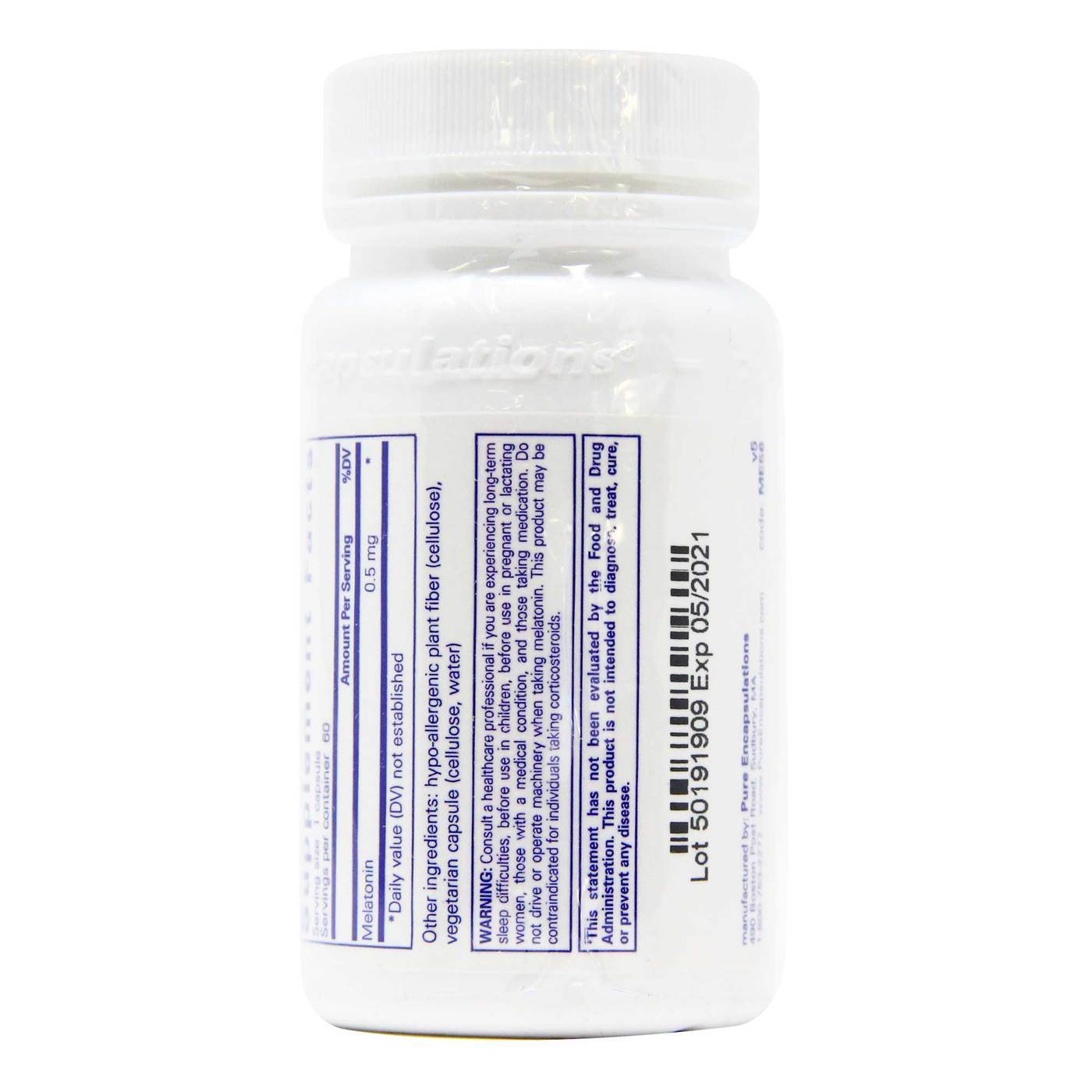 Pure EnCápsulasulations Melatonina 0,5 mg 60 Cápsulas Vegetarianas - Imagem 3