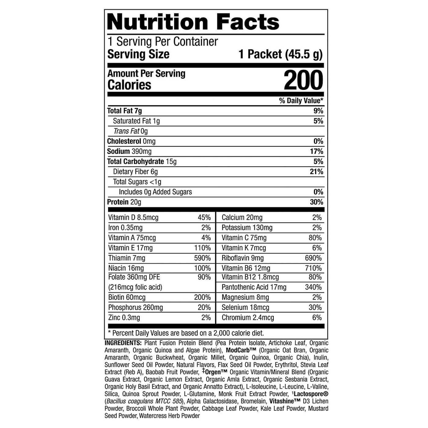 Plantfusion Proteína Completa de Plantas de Refeição - Feijão de Baunilha - 12 - Pacotes de 1,60 oz - Imagem 2