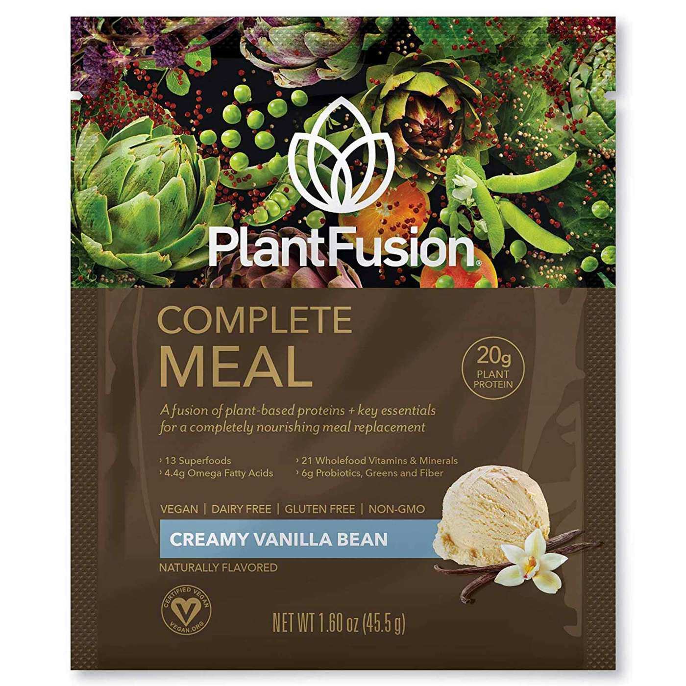 Plantfusion Proteína Completa de Plantas de Refeição - Feijão de Baunilha - 12 - Pacotes de 1,60 oz - Imagem 3