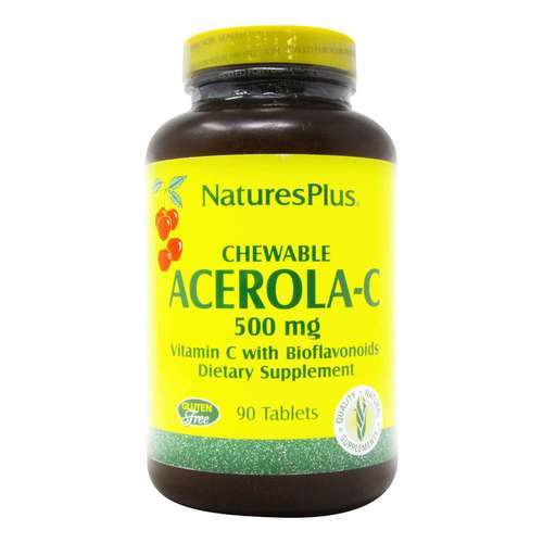 Nature's Plus, Complexo C da Acerola - 500mg - 90 Comprimidos Mastigáveis