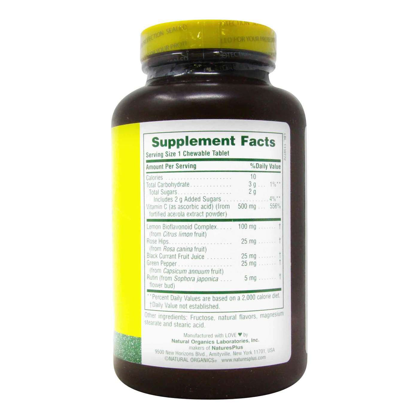 Nature's Plus, Complexo C da Acerola - 500mg - 90 Comprimidos Mastigáveis - Imagem 2