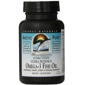 Source Naturals ArcticPure Ultra Potency Omega-3 Óleo de Peixe, Revestimento entérico - 850 mg - 30 Cápsulas em Gel
