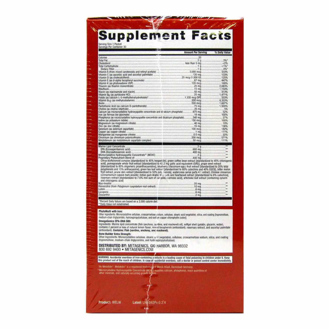 Metagenics, Wellness Essentials para Mulheres - 30 Pacotes - Imagem 2