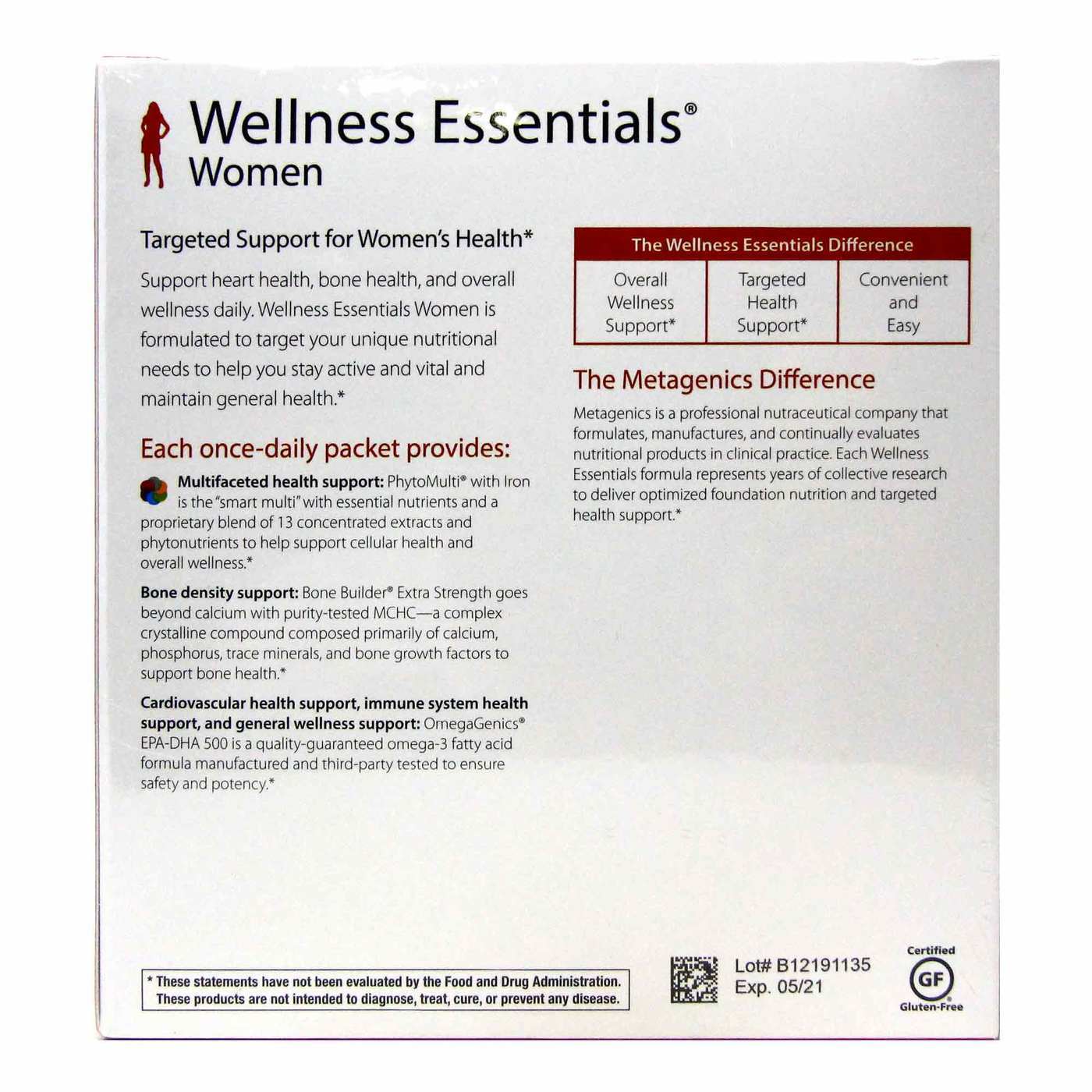 Metagenics, Wellness Essentials para Mulheres - 30 Pacotes - Imagem 3