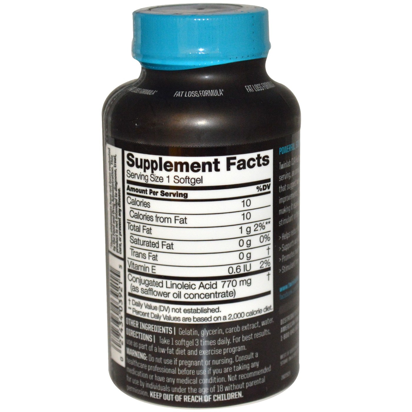 Twinlab, CLA Fuel - 770 mg - 60 Cápsulas em Gel - Imagem 2
